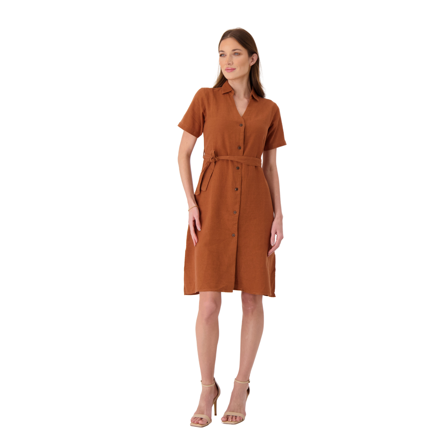 La Terre - Linen Collar dress with Belt