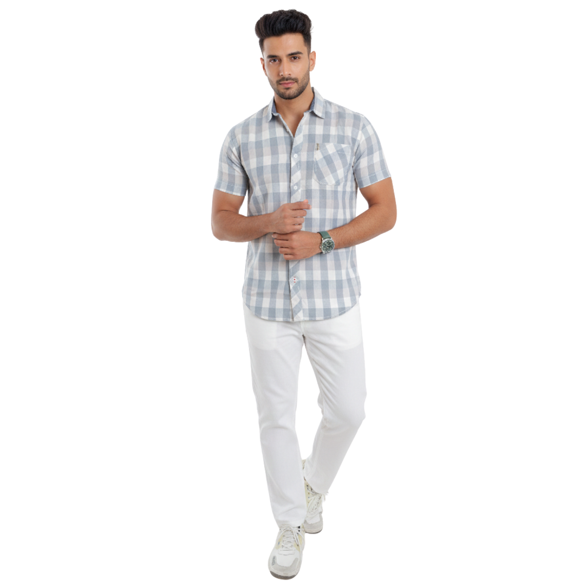 Slate Linen Check Shirt
