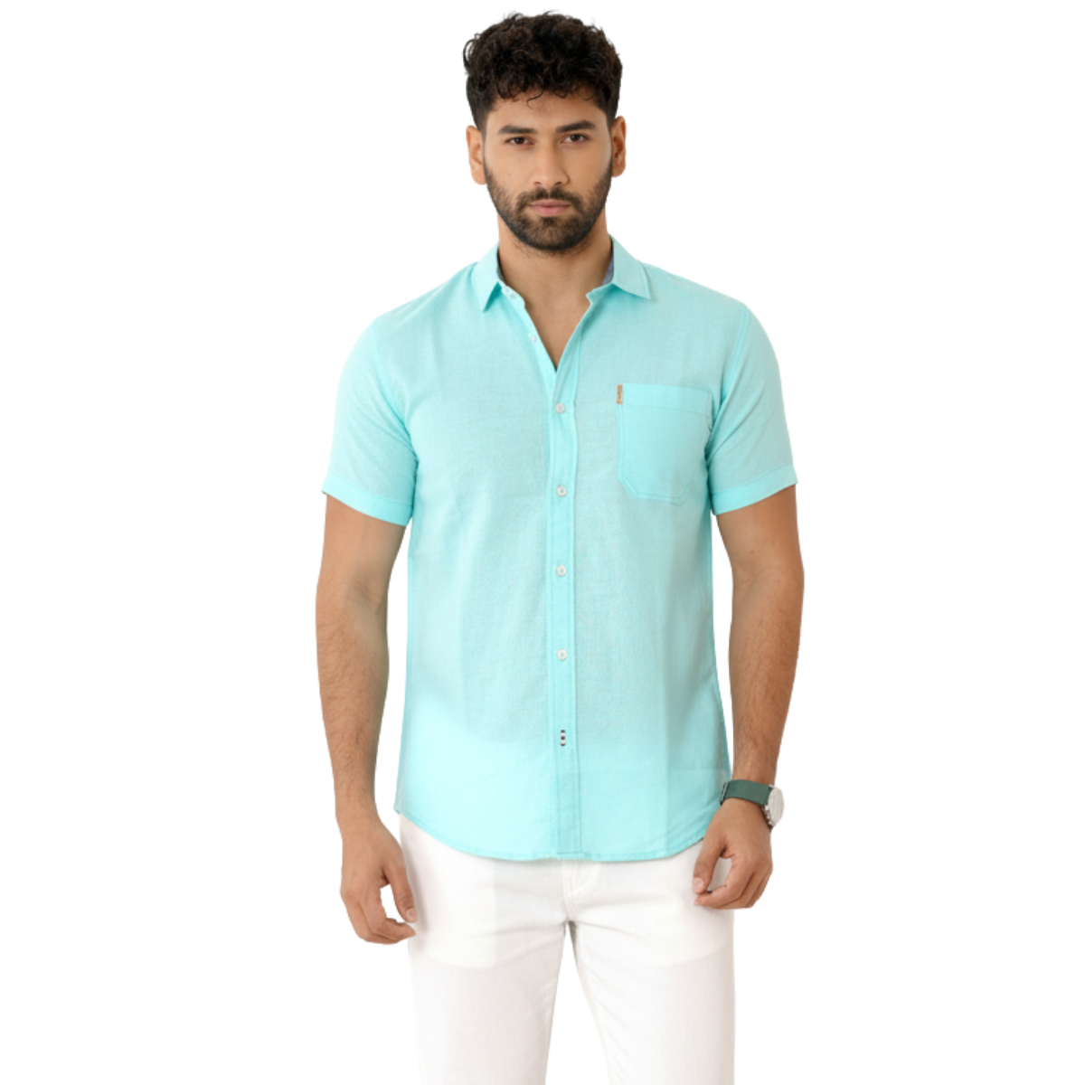 Marino Aqua Linen Shirt