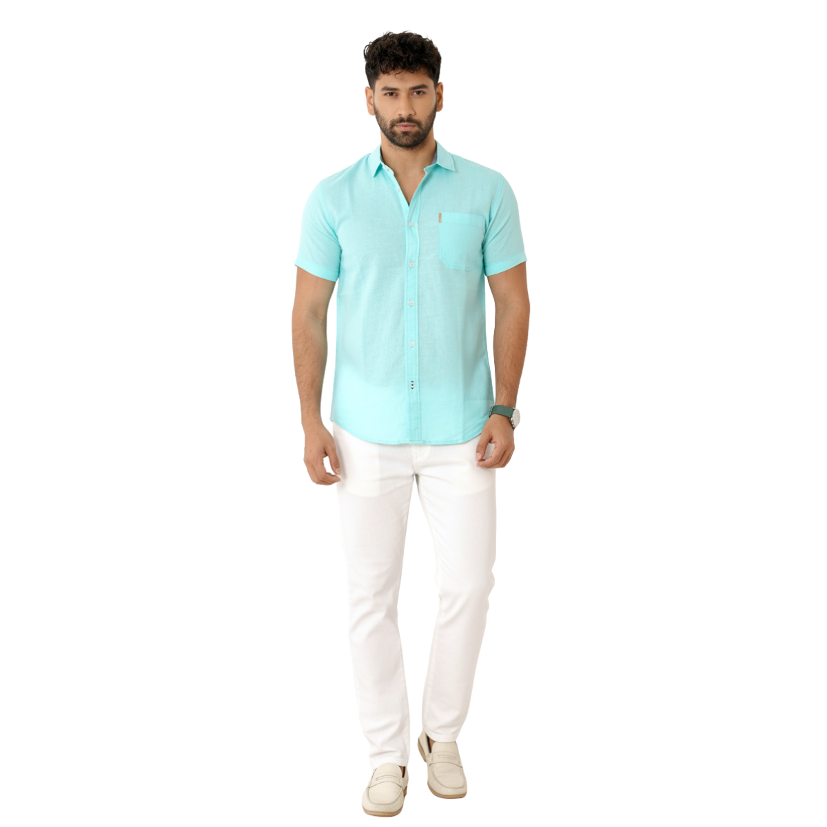 Marino Aqua Linen Shirt