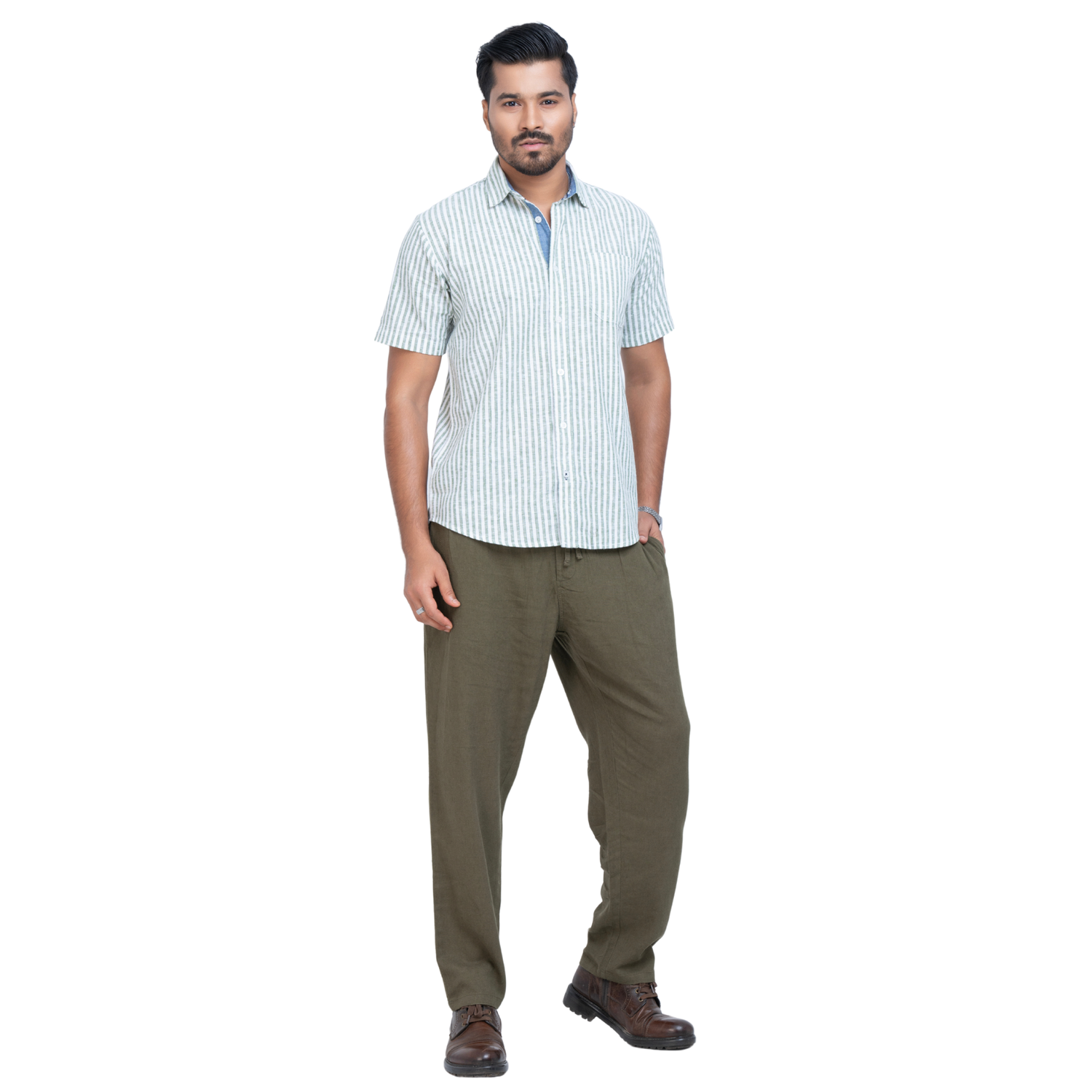 Stripe Linen Short Sleeve Shirt