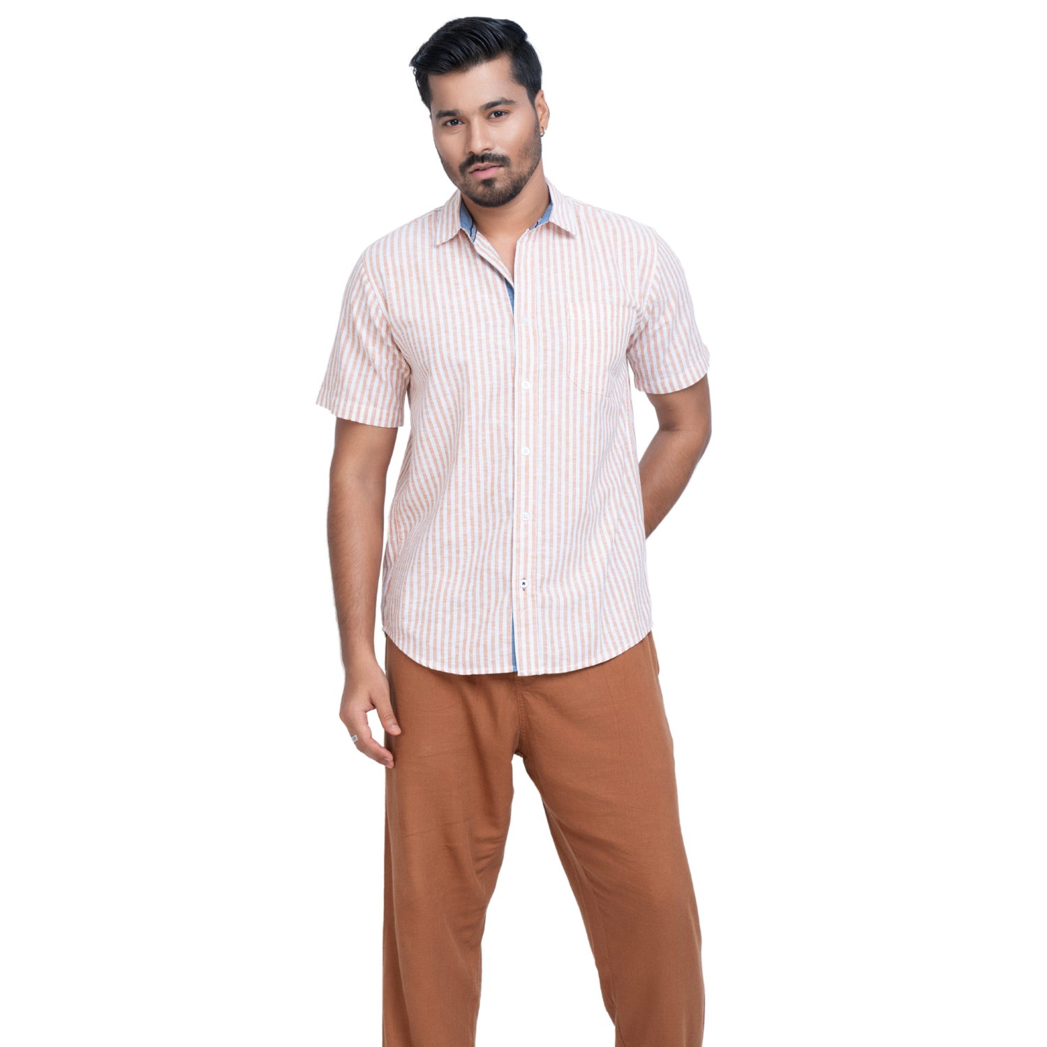 Linen Men's Red Stripe Shirt