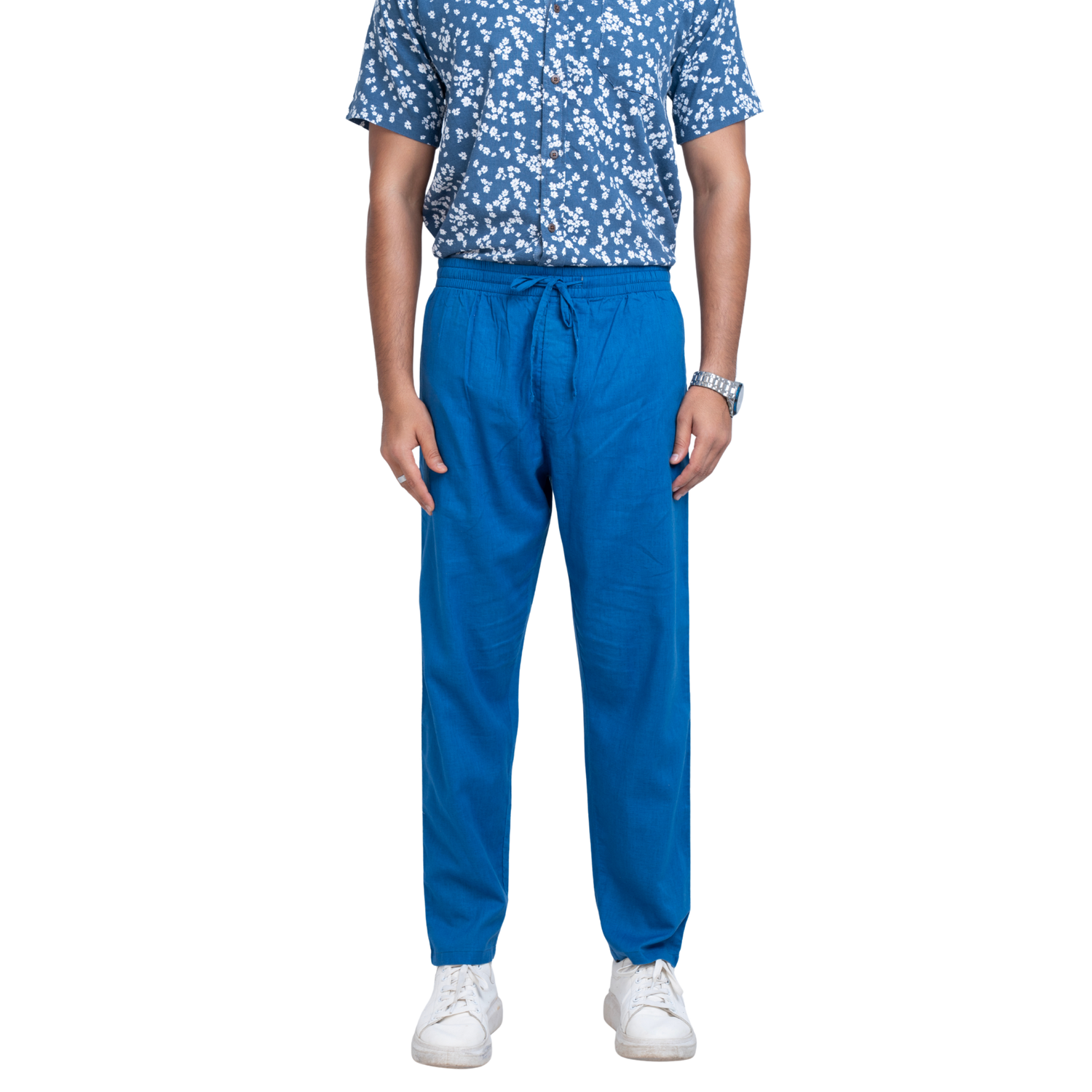 Men’s Blue Linen Trousers – Tailored Fit