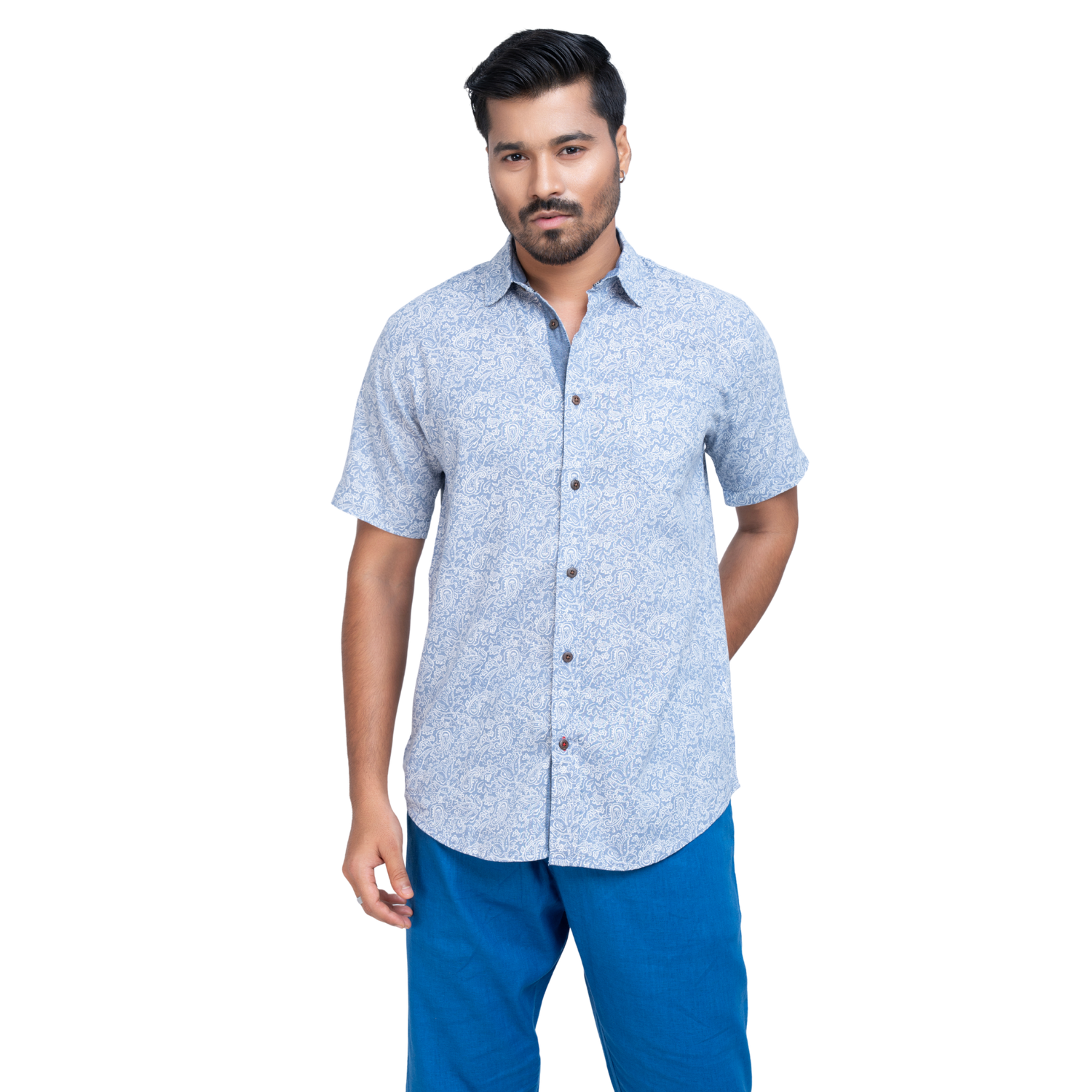 Linen Printed Short Sleeve Shirt