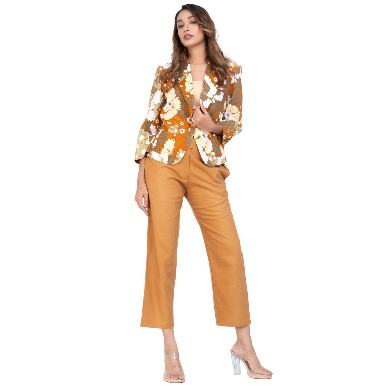 Elara Printed Linen Blazer