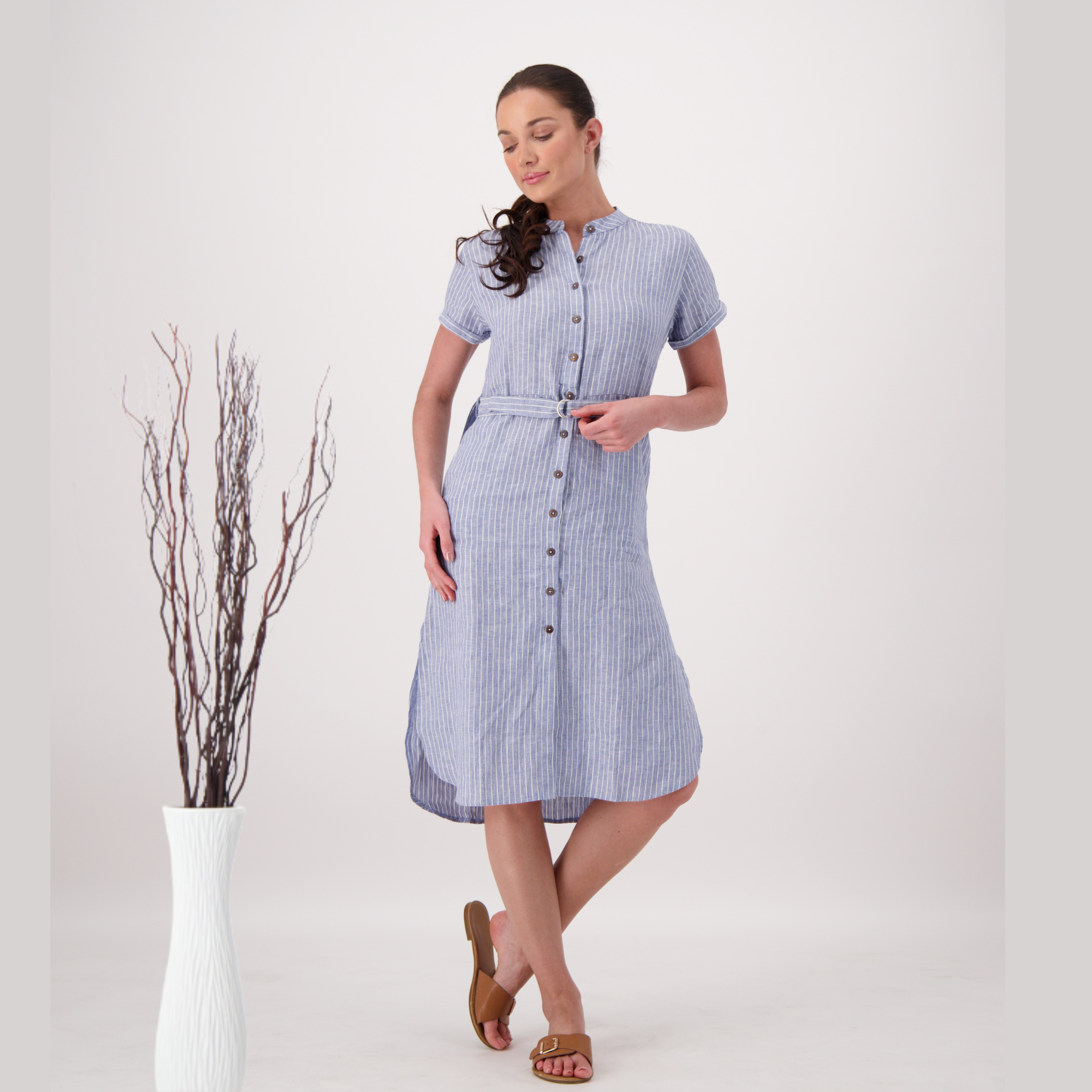 Camille Linen Stripe Dress