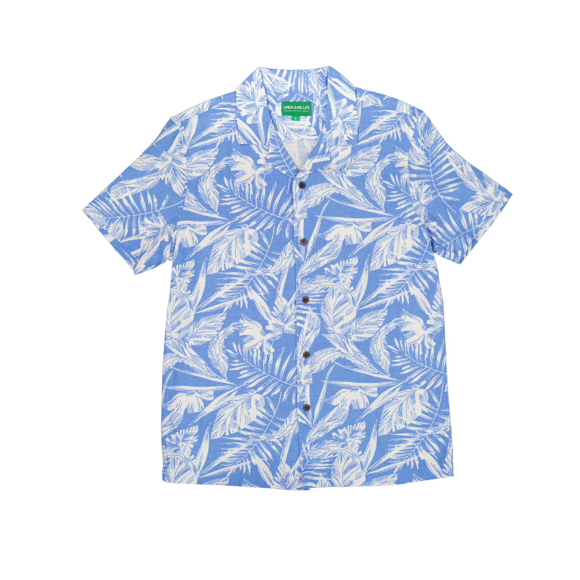 Arvénoir Printed Linen Revere Collar Shirt