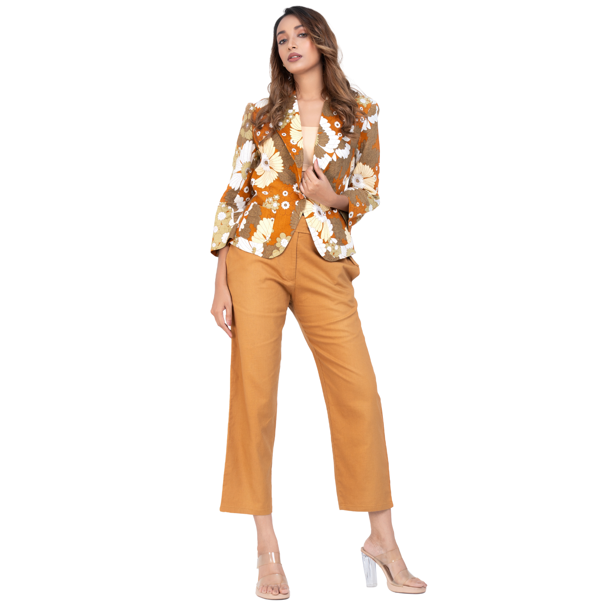 Elara Printed Linen Blazer