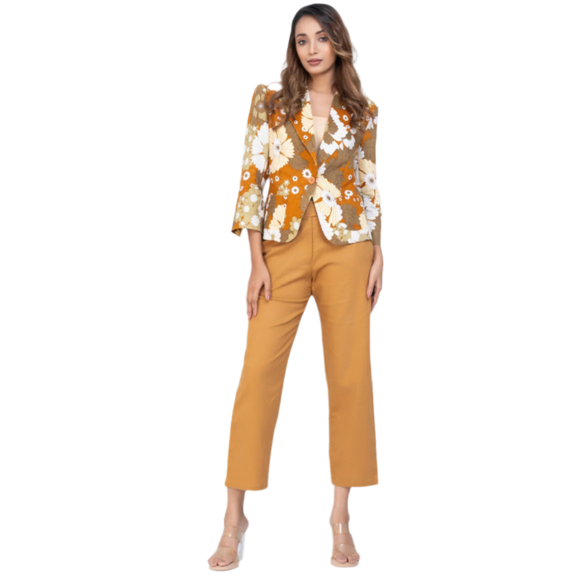 Elara Printed Linen Blazer