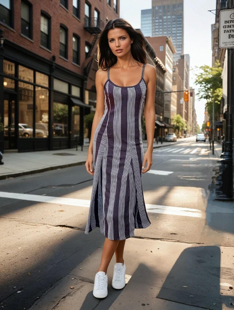 Arvénoir Linen Striped Sleeveless long dress